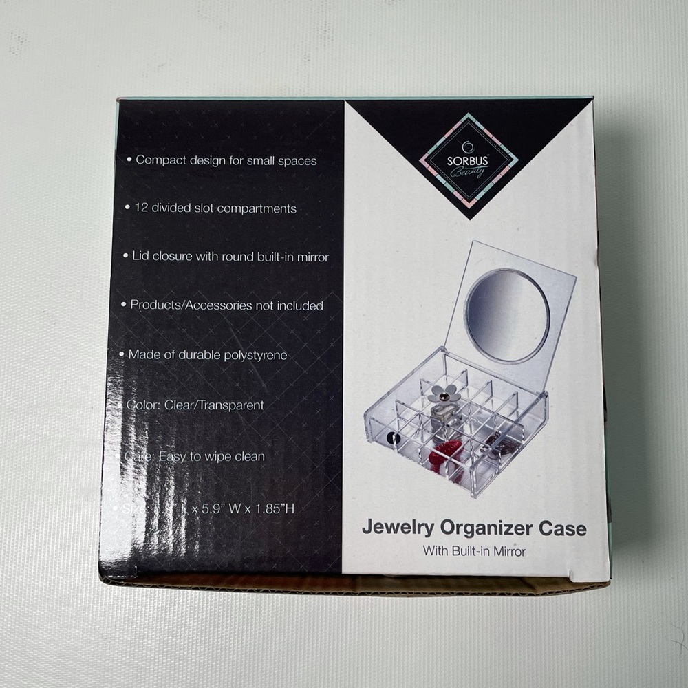NIB Sorbus Beauty Jewelry Organizer Case with Mirror